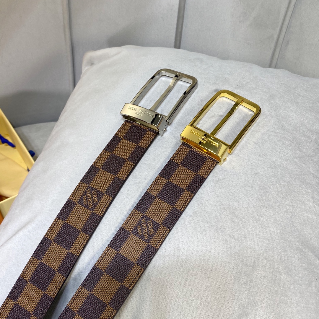 Louis Vuitton Belts Men Calfskin Canvas Cowhide