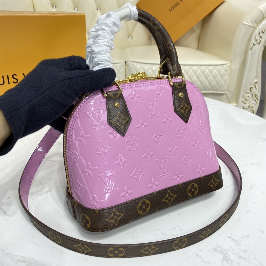 顶级原单M90583银色90584紫粉漆皮ALMABB手袋本款AlmaBB手袋闪耀MonogramVer