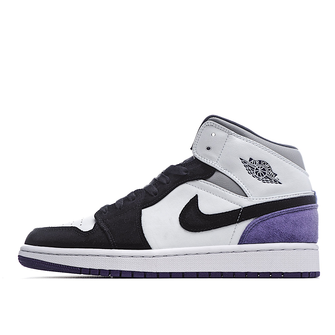 H5 Air Jordan 1 Mid AJ1 中帮篮球鞋 灰熊猫全新批次 原装原模大底全鞋原厂定制皮料，手感细腻正确折边工艺 完美细节诠释