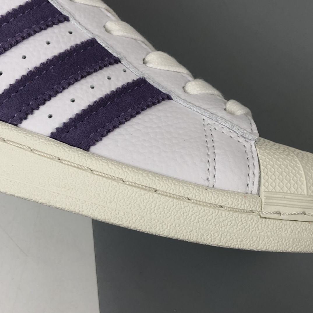 200 Adidas Originals Superstar  三叶草联名50周年 白科技紫橙 贝壳头经典百搭休闲运动板鞋 FW8087