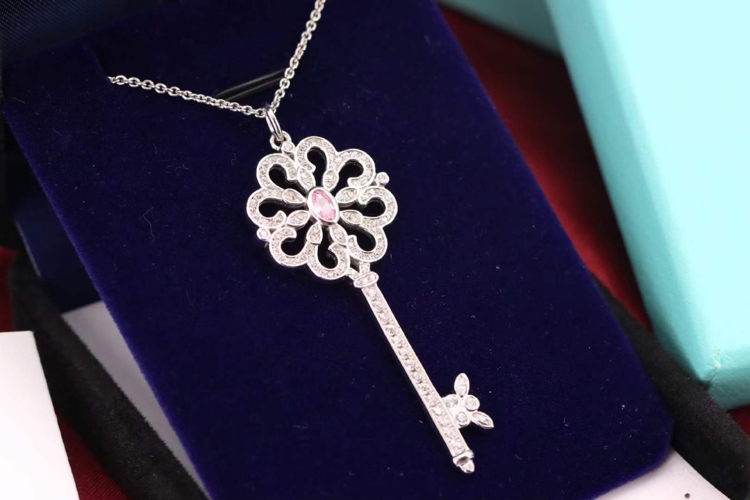 Tiffany & Co. Tiffany&Co. key 椭圆粉钻钥匙毛衣项链