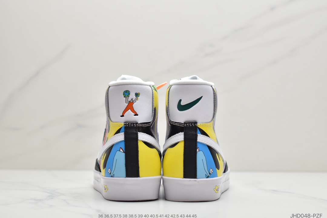 190 公司级耐克Nike 开拓者高帮休闲运动板鞋 插画师Ruohan Wang x Nike Blazer Mid ‘ 77 Flyleather QS（2020）华人艺术家联名 CZ3775-900