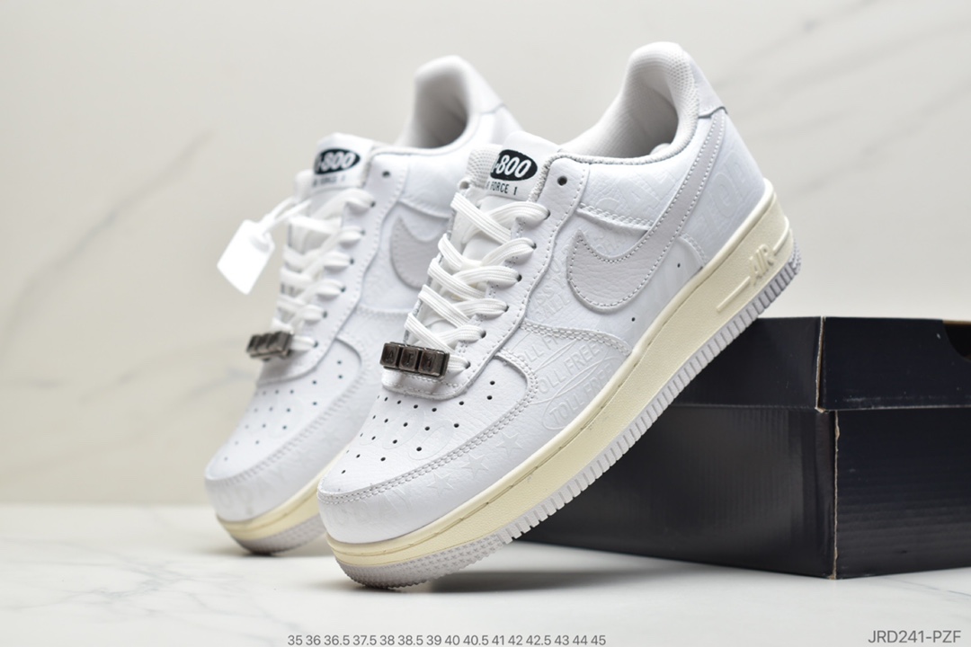 210 公司级耐克Nike Air Force 1 '07 Premium ”Toll Free”白灰 CJ1631- 100