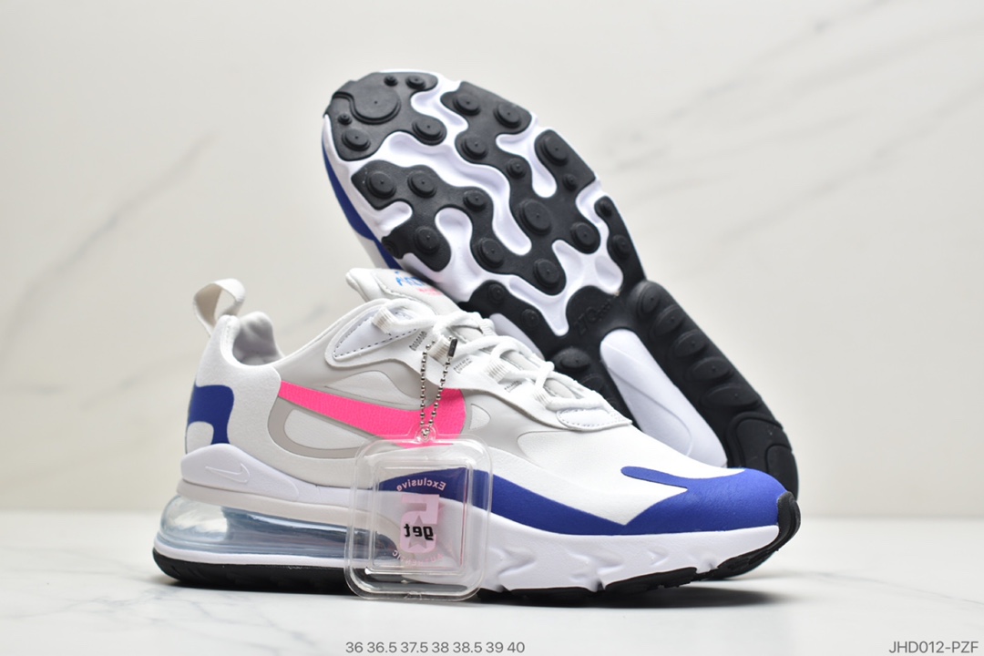 190 耐克Nike Air Max 270 React QP ”White/Light Blue”270瑞亚赛车系列后半掌气垫百搭运动慢跑鞋 CU7833-101