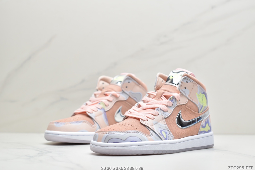 230 公司级Air Jordan 1 Mid白银紫 奶牛中帮 AJ1 乔丹1代 CW6008-600