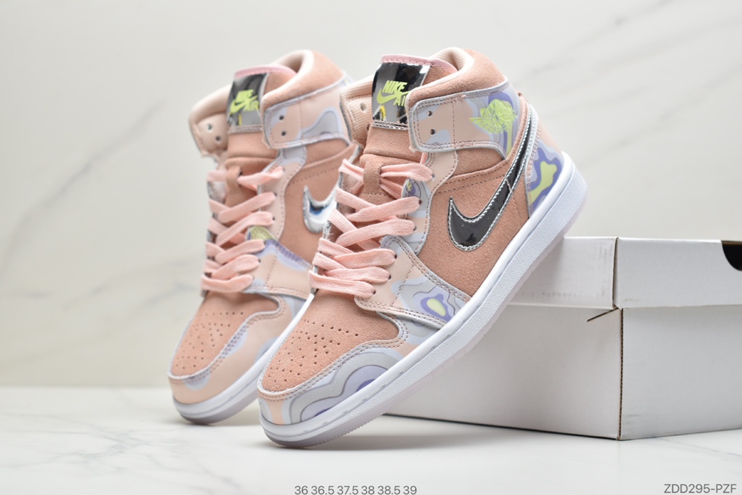 230 公司级Air Jordan 1 Mid白银紫 奶牛中帮 AJ1 乔丹1代 CW6008-600