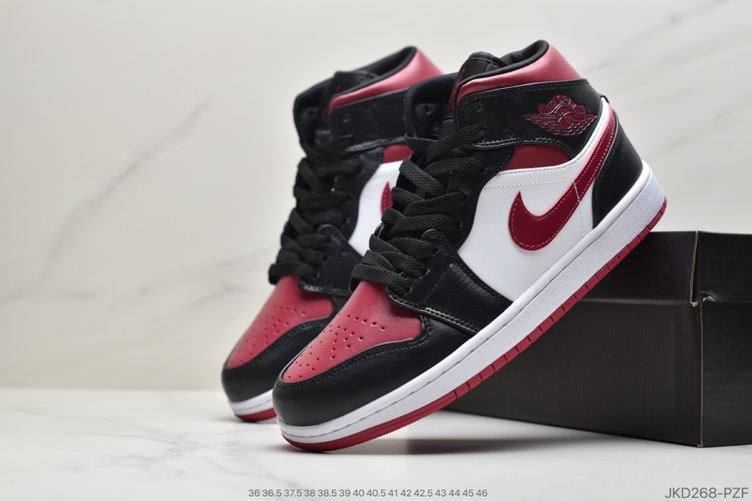 160 NIKE Air Jordan 1 Retro Mid”Reverse Black Toe” TL BMXDAJ1乔丹一代中帮经典复古文化休闲运动篮球鞋554724