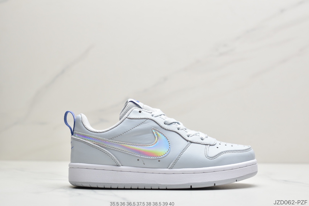 140 Nike Court Borough Low SE”White/Pink/Tie-Dye Flower”学院系列休闲运动皮革板鞋“皮革白浅粉扎染花卉” CJ2239-401
