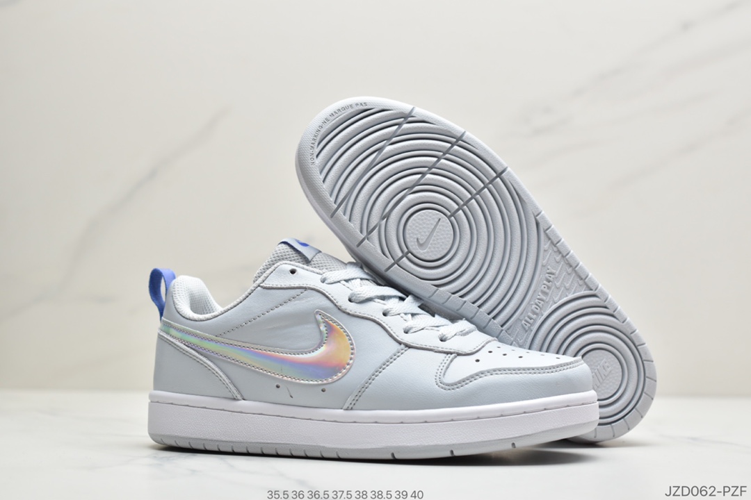 140 Nike Court Borough Low SE”White/Pink/Tie-Dye Flower”学院系列休闲运动皮革板鞋“皮革白浅粉扎染花卉” CJ2239-401