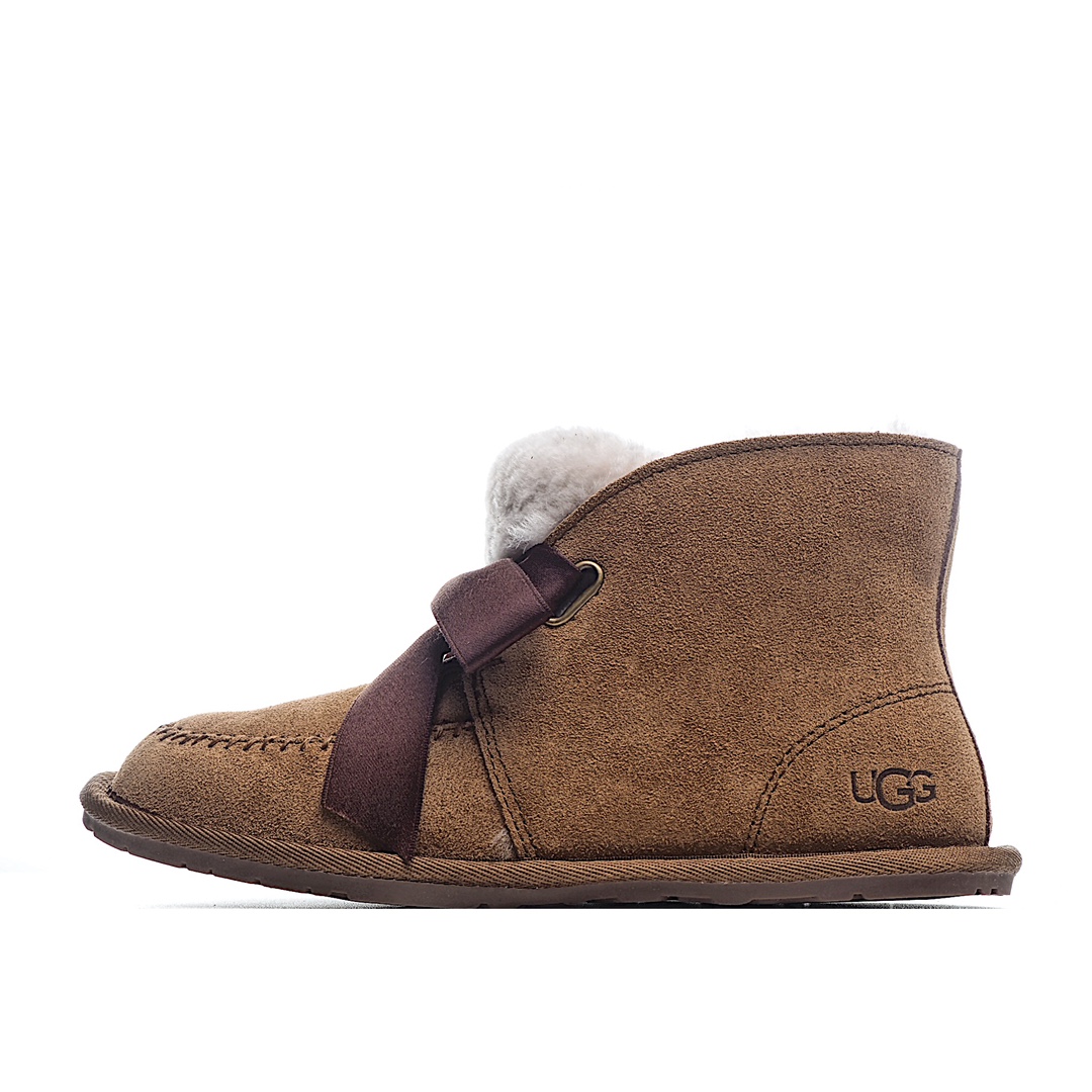 I0 UGG凯琳6代蝴蝶结加绒雪地靴正品包装，海外代购指定版本采用河南UGG代工厂隆丰原厂A级防污防水皮料，羊皮毛一体，防滑耐磨TPR牛筋底，耐磨舒适。