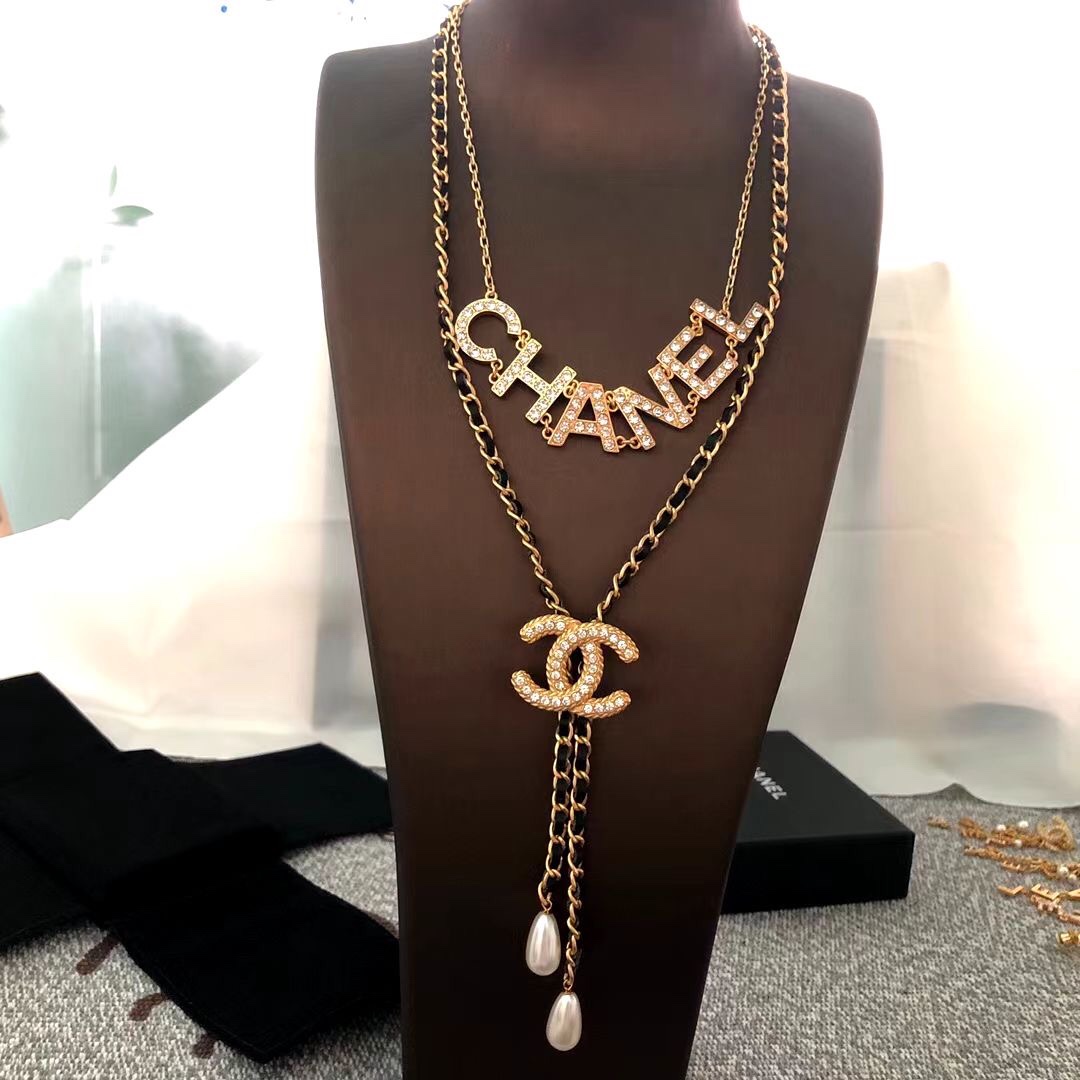 Chanel Chanel 字母双层皮质项链
