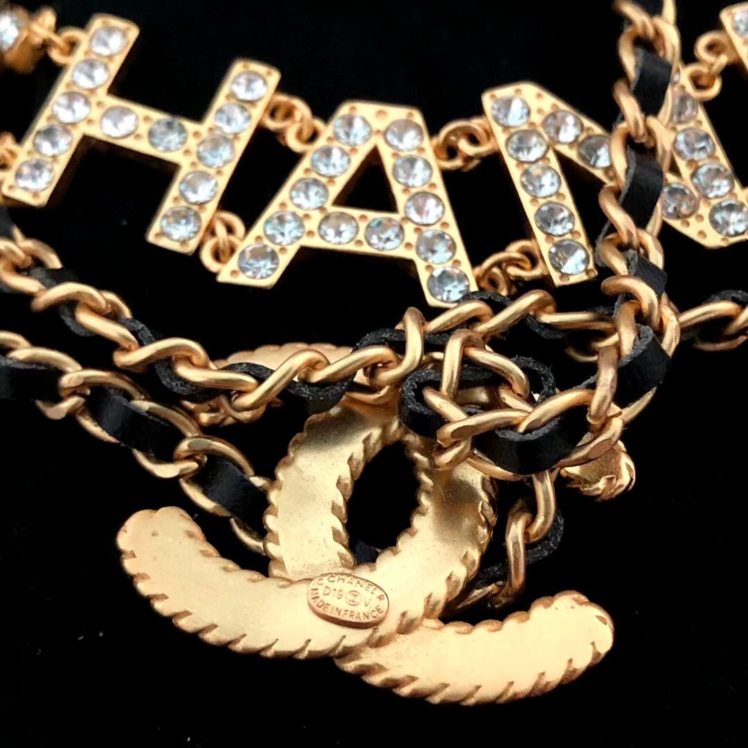 Chanel Chanel 字母双层皮质项链