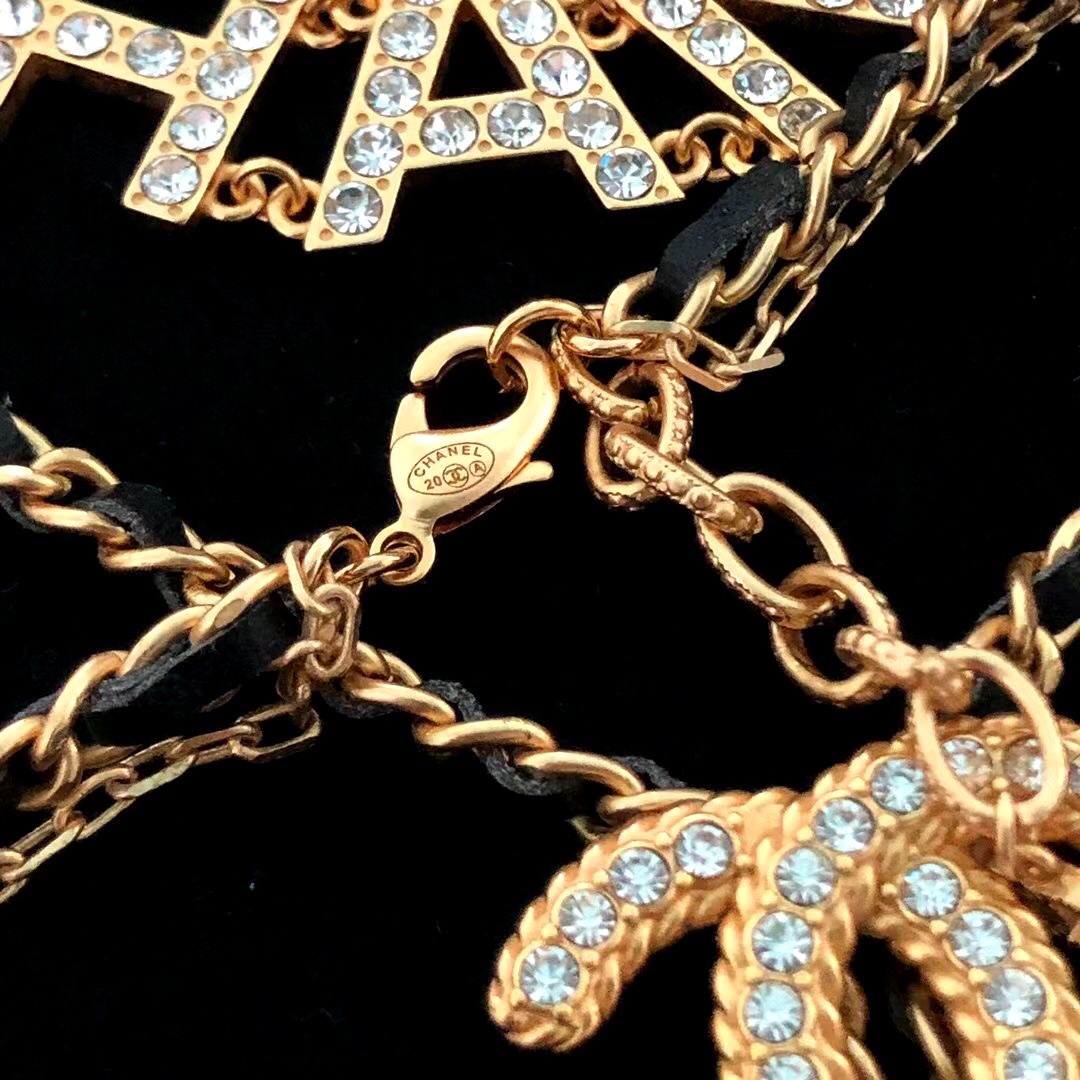 Chanel Chanel 字母双层皮质项链