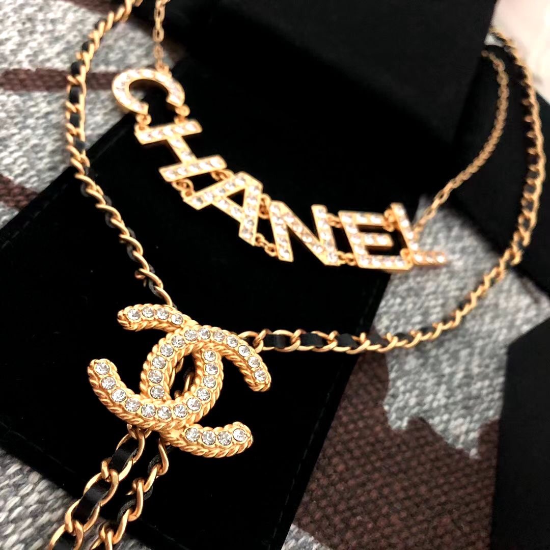 Chanel Chanel 字母双层皮质项链