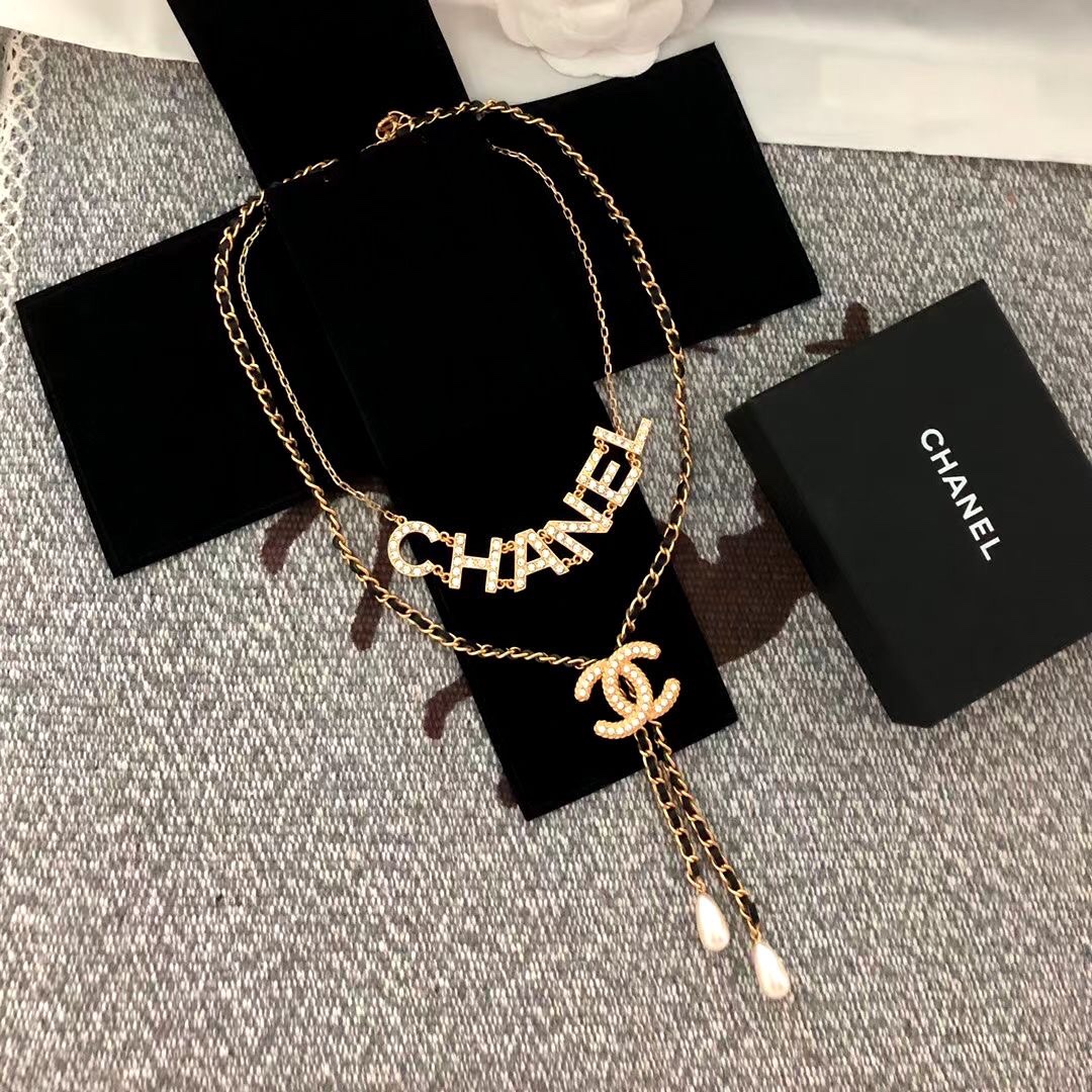 Chanel Chanel 字母双层皮质项链