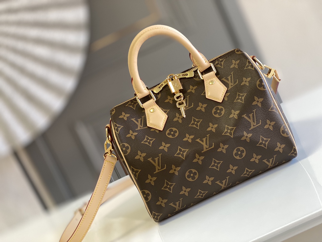 Highest quality replica
 Louis Vuitton LV Speedy Bags Handbags Gold Monogram Canvas Cowhide Fabric Fashion