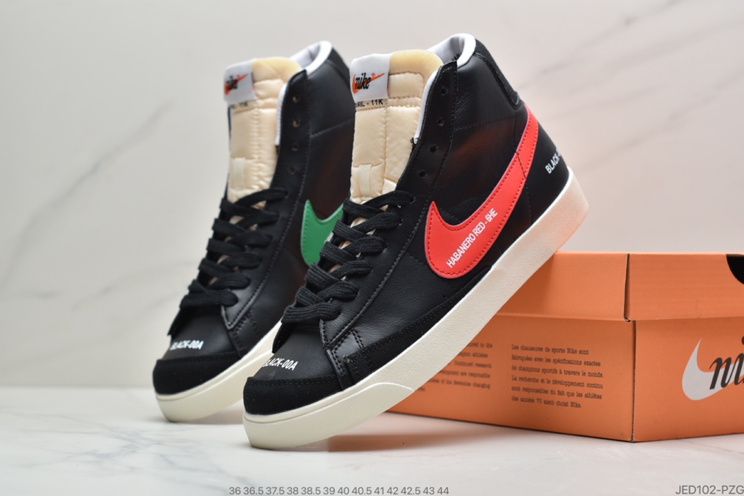 150 公司级耐克Nike Blazer Mid '77 开拓者四色勾黑色高帮百搭休闲板鞋 DA2142-046