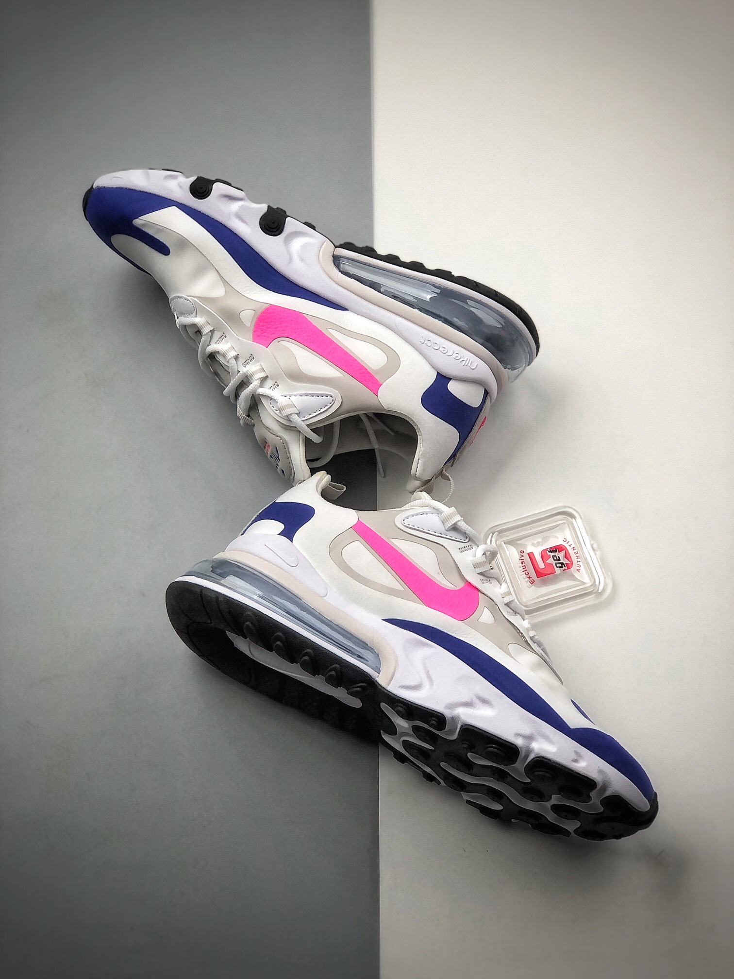 200 耐克Nike Wmns Air Max 270 React ”White/Light Blue”270瑞亚赛车系列后半掌气垫百搭运动慢跑鞋