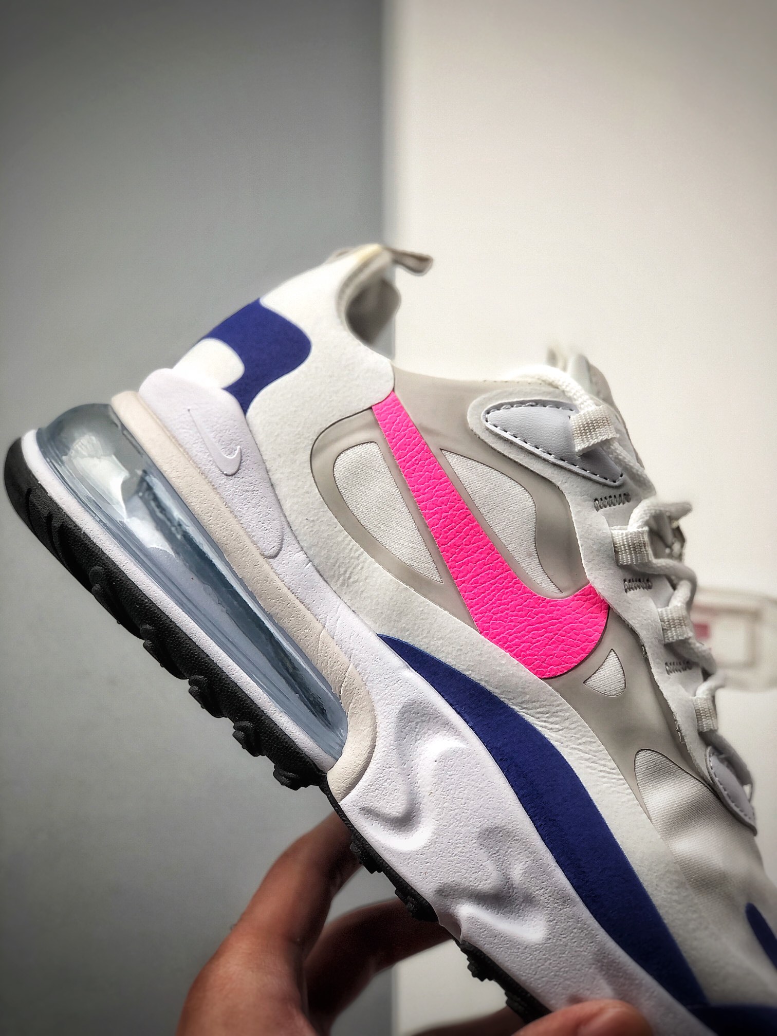 200 耐克Nike Wmns Air Max 270 React ”White/Light Blue”270瑞亚赛车系列后半掌气垫百搭运动慢跑鞋