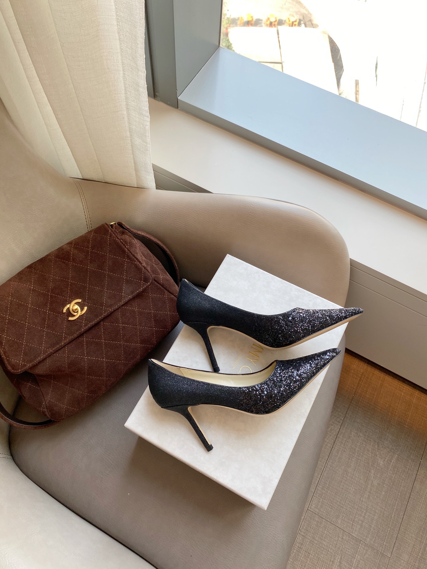 JIMMY CHOO 2025 Bestseller Pump Pointed Toe Design + Imported Full-Grain Crystal Lambskin 1.0/6.5/8.5cm