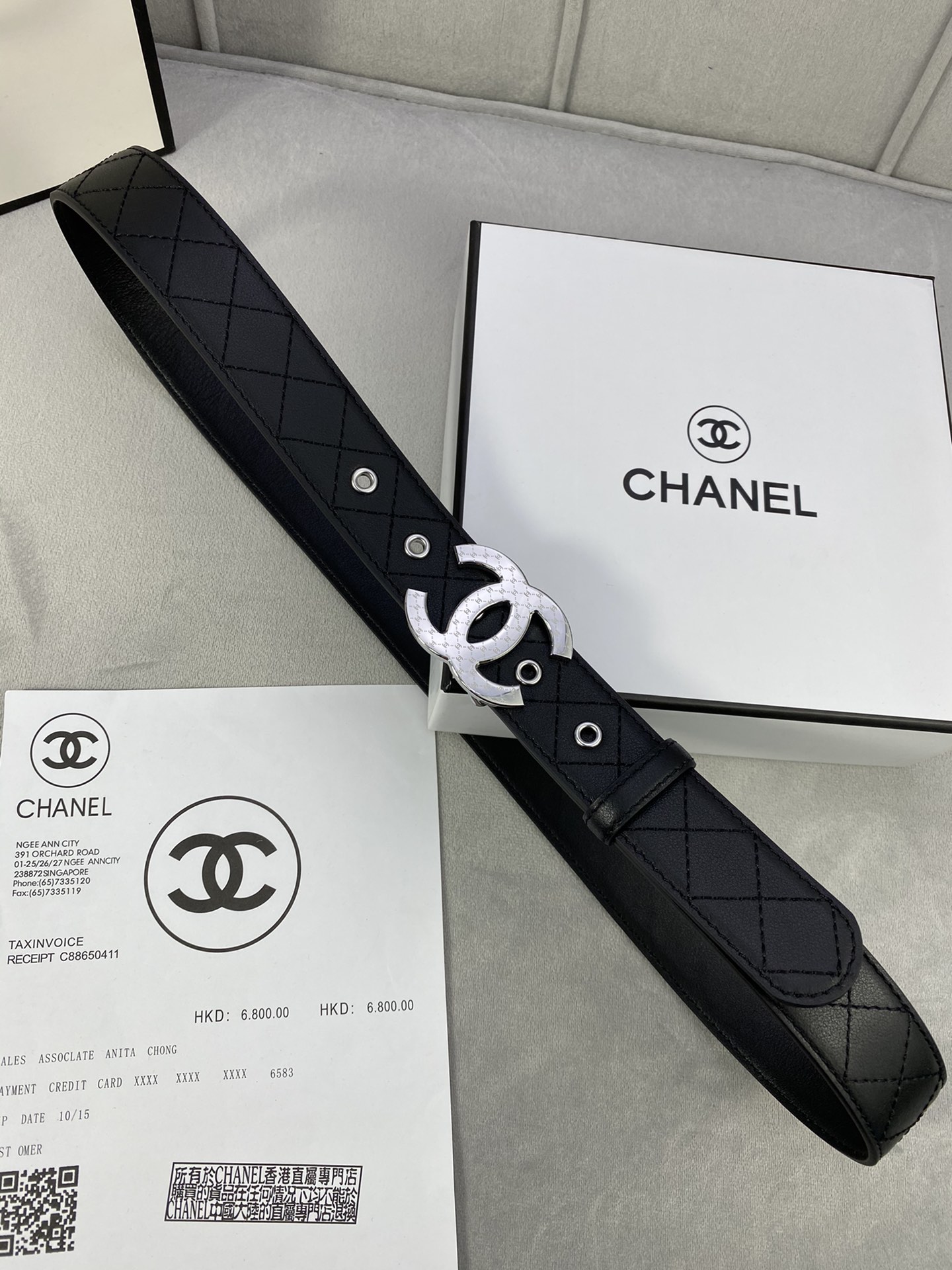 Original width 3.0cm Chanel classic stitched grid double-sided top-layer cowhide handmade exquisite gold silver steel b…
