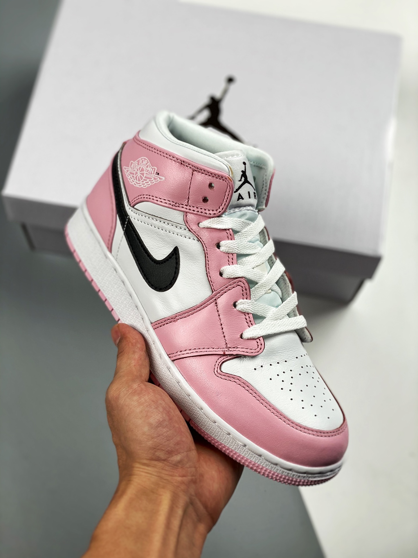 Air Jordan 1 Mid “Barely Rose” rosa, pedido de cliente de comercio exterior de Tmall, la mejor artesanía del mercado, s…