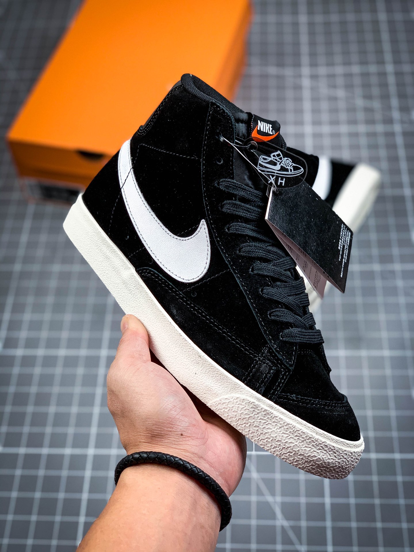 190 Nike Blazer Mid '77 Suede 开拓者经典黑白高帮百搭休闲板鞋 CI1172-005