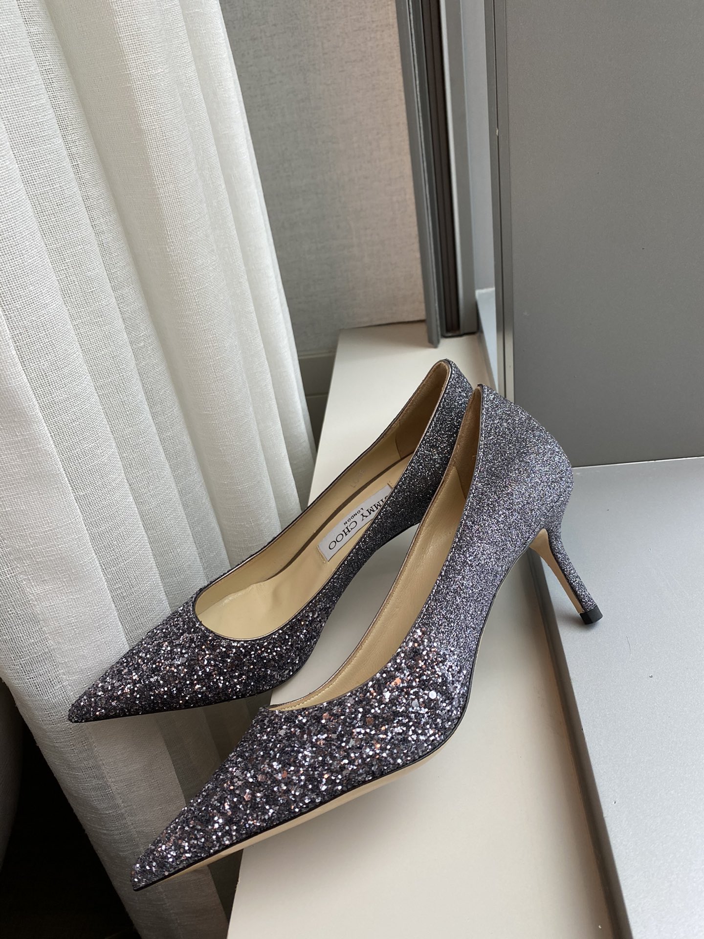 JIMMY CHOO 2025 Best Seller Low-Cut Shoes Pointed Toe Design + Imported Full-Grain Crystal Lambskin 1.0/6.5/8.5cm