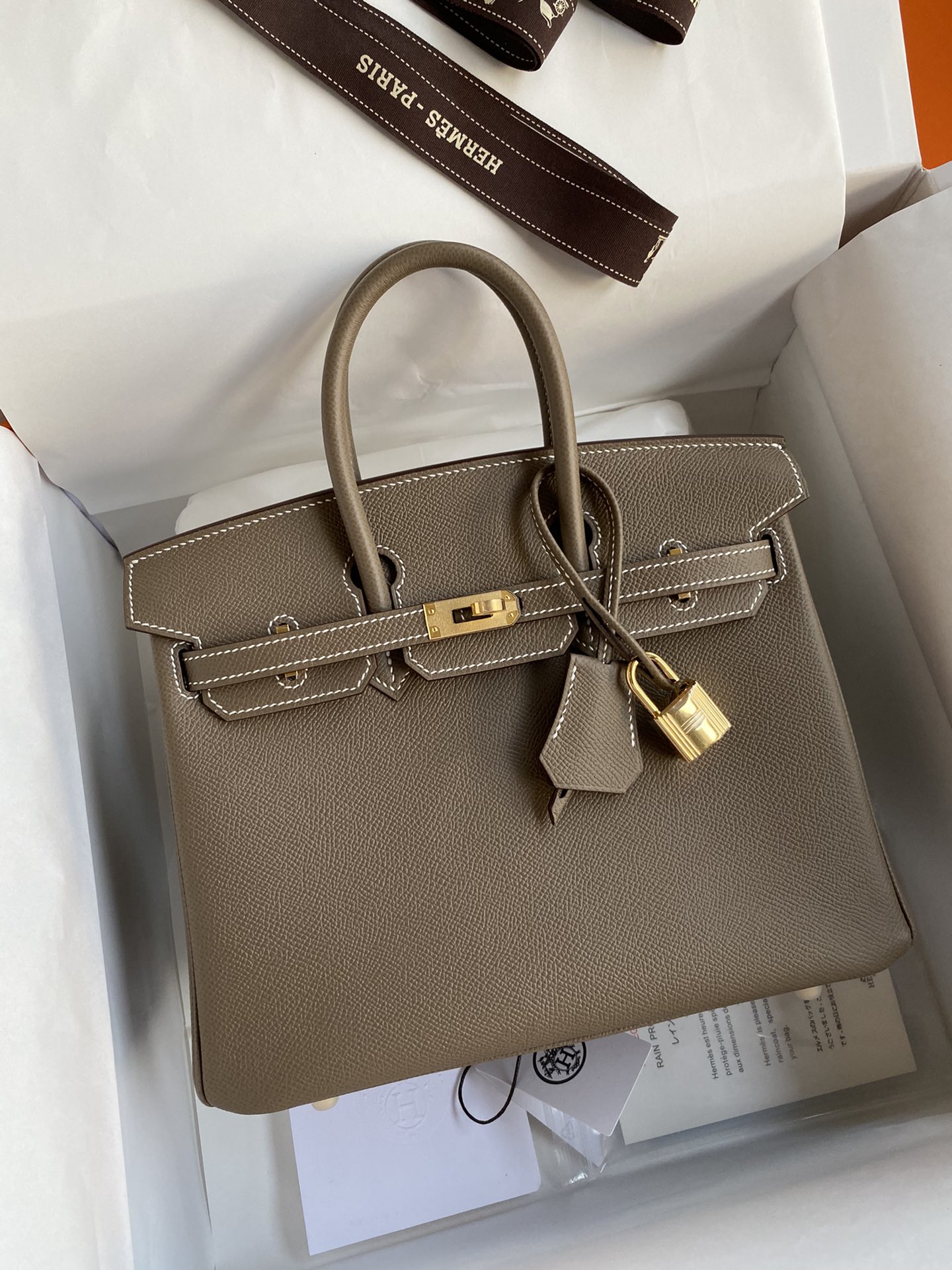 Pedido del cliente: totalmente cosido a mano 👉 Birkin 25cm piel Epsom importada, gris elefante, hebilla dorada