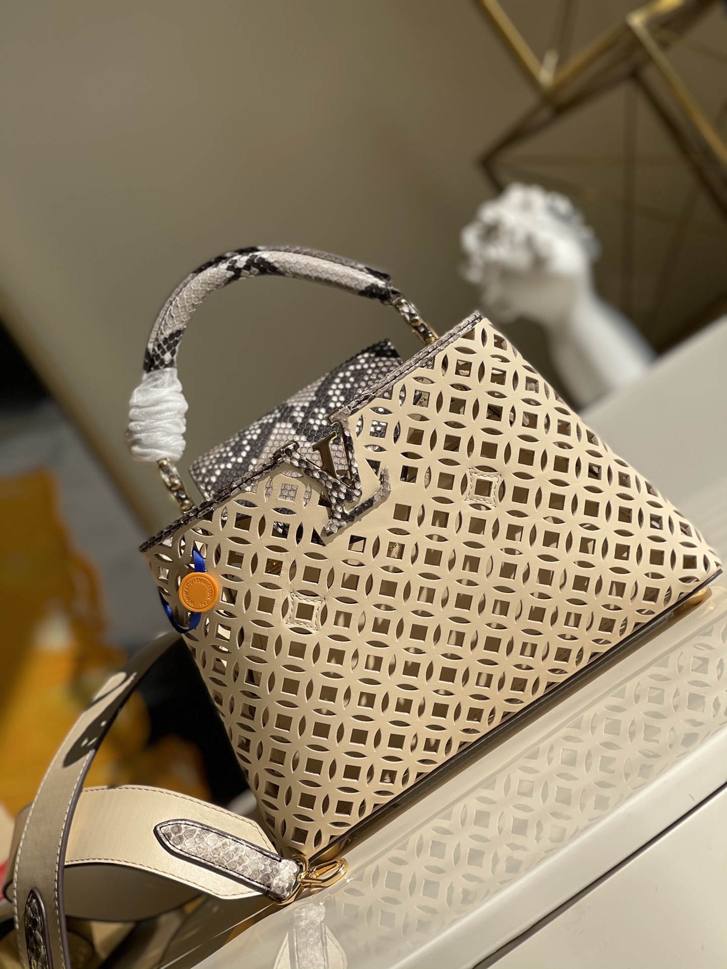 Knockoff Highest Quality
 Louis Vuitton LV Capucines Bags Handbags Best Wholesale Replica
 Weave Calfskin Cowhide Snake Skin N98426