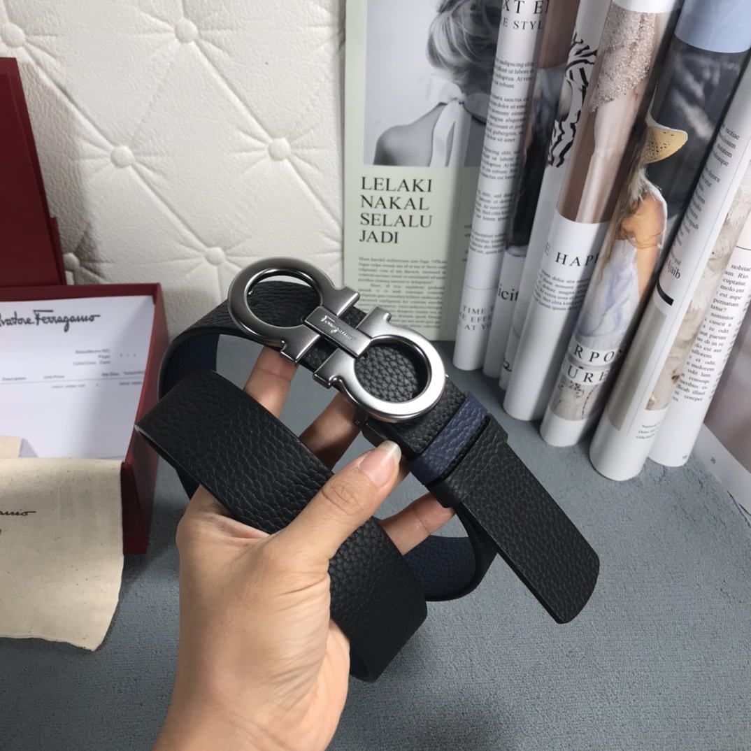 菲拉格慕NFC专柜经典雕刻字母喷砂扣