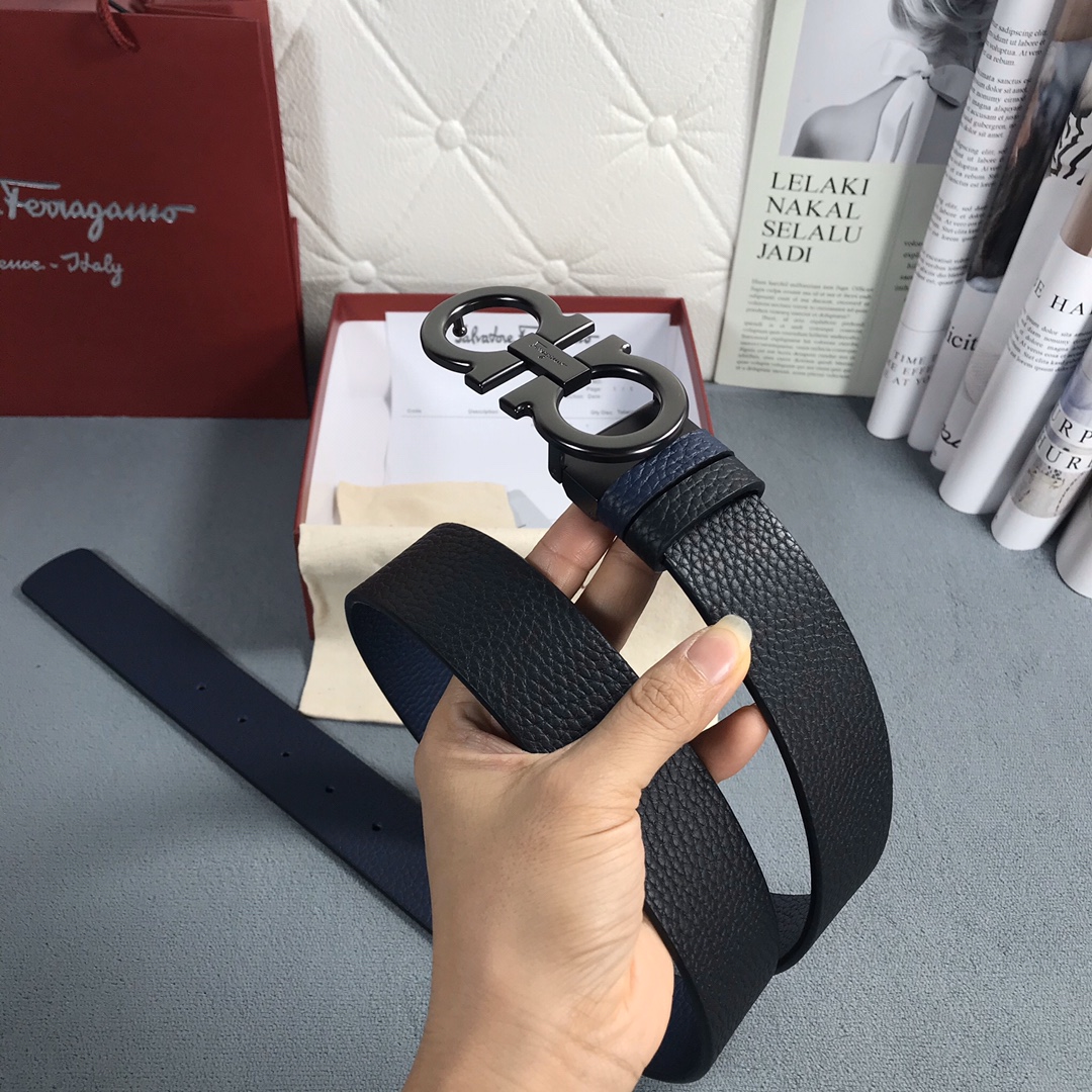 菲拉格慕NFC专柜经典雕刻字母喷砂扣