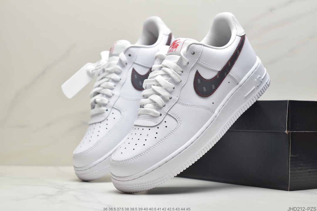 190 公司级耐克Nike Air Force 1 白红3M反光空军一号低帮百搭休闲运动板鞋CT2296-100