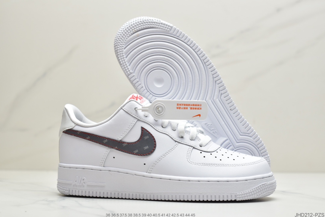 190 公司级耐克Nike Air Force 1 白红3M反光空军一号低帮百搭休闲运动板鞋CT2296-100