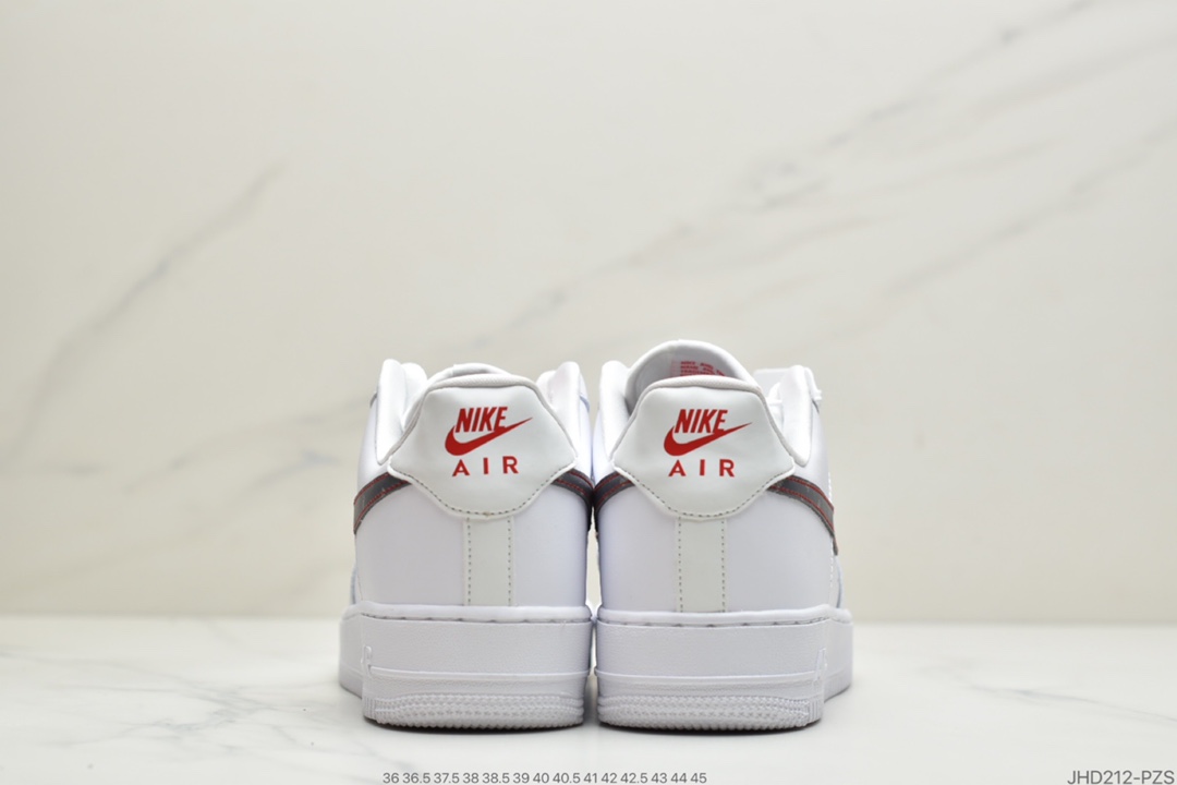 190 公司级耐克Nike Air Force 1 白红3M反光空军一号低帮百搭休闲运动板鞋CT2296-100
