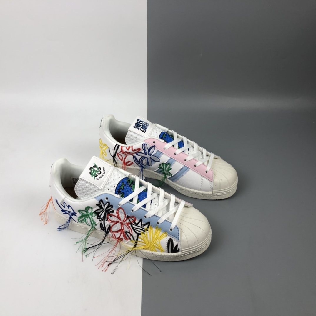 260 Adidas x Sean Wotherspoon SW 贝壳头联名宋妍霏刺绣小花朵板鞋 FZ4724