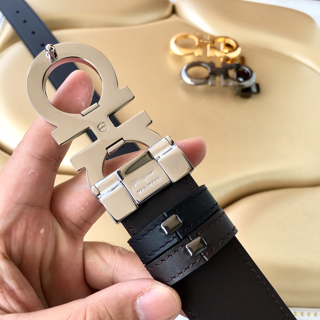 Salvatore Ferragamo Women's Leather Belt with Iconic Double Gancio Buckle 9 i1606621532 6190 7