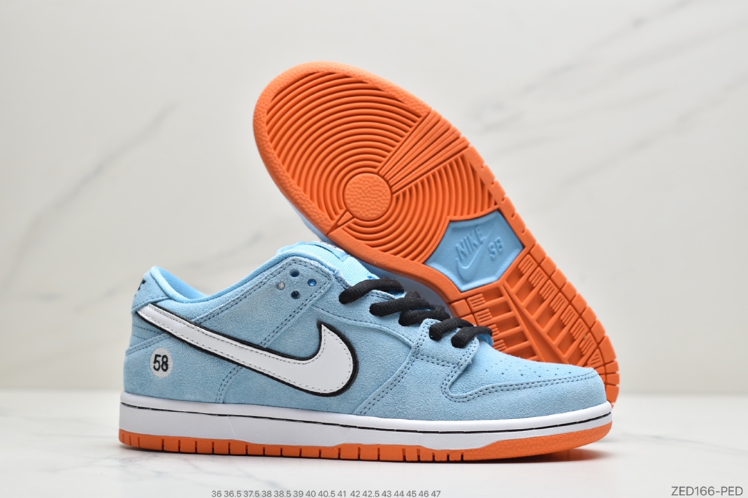 260 公司级耐克Nike SB Dunk Low Pro'Club 58 Gulf'扣篮系列低帮休闲运动滑板板鞋“麂皮浅海蓝白58”BQ6817-401