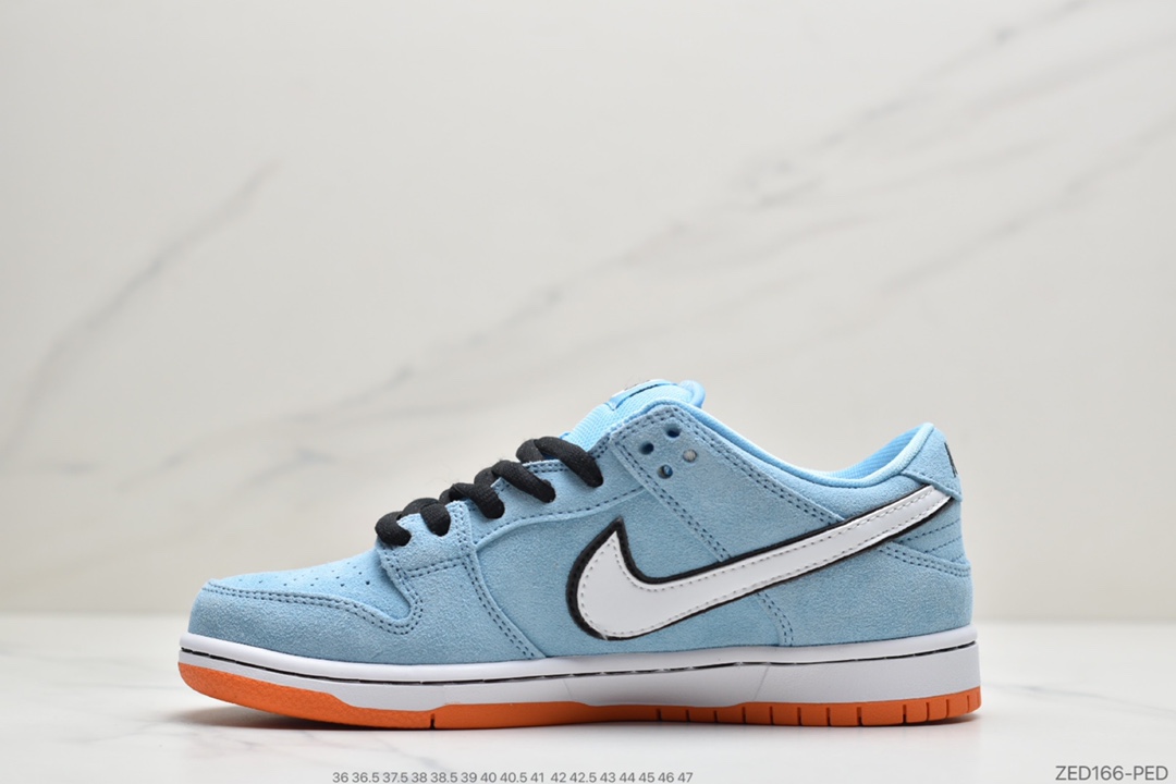 260 公司级耐克Nike SB Dunk Low Pro'Club 58 Gulf'扣篮系列低帮休闲运动滑板板鞋“麂皮浅海蓝白58”BQ6817-401