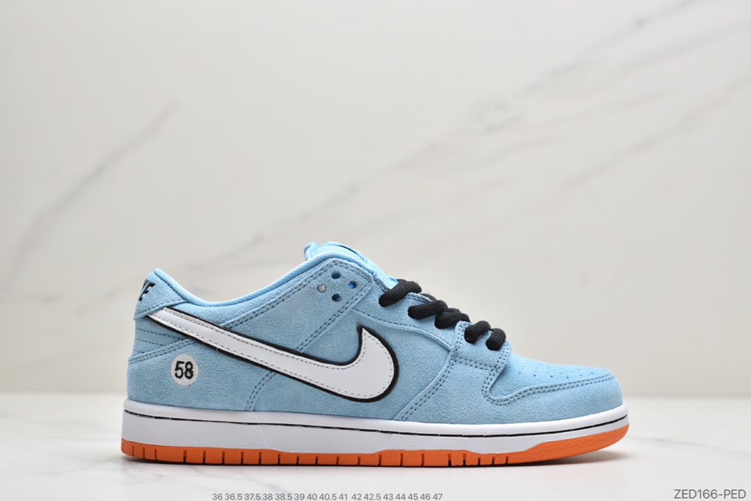 260 公司级耐克Nike SB Dunk Low Pro'Club 58 Gulf'扣篮系列低帮休闲运动滑板板鞋“麂皮浅海蓝白58”BQ6817-401