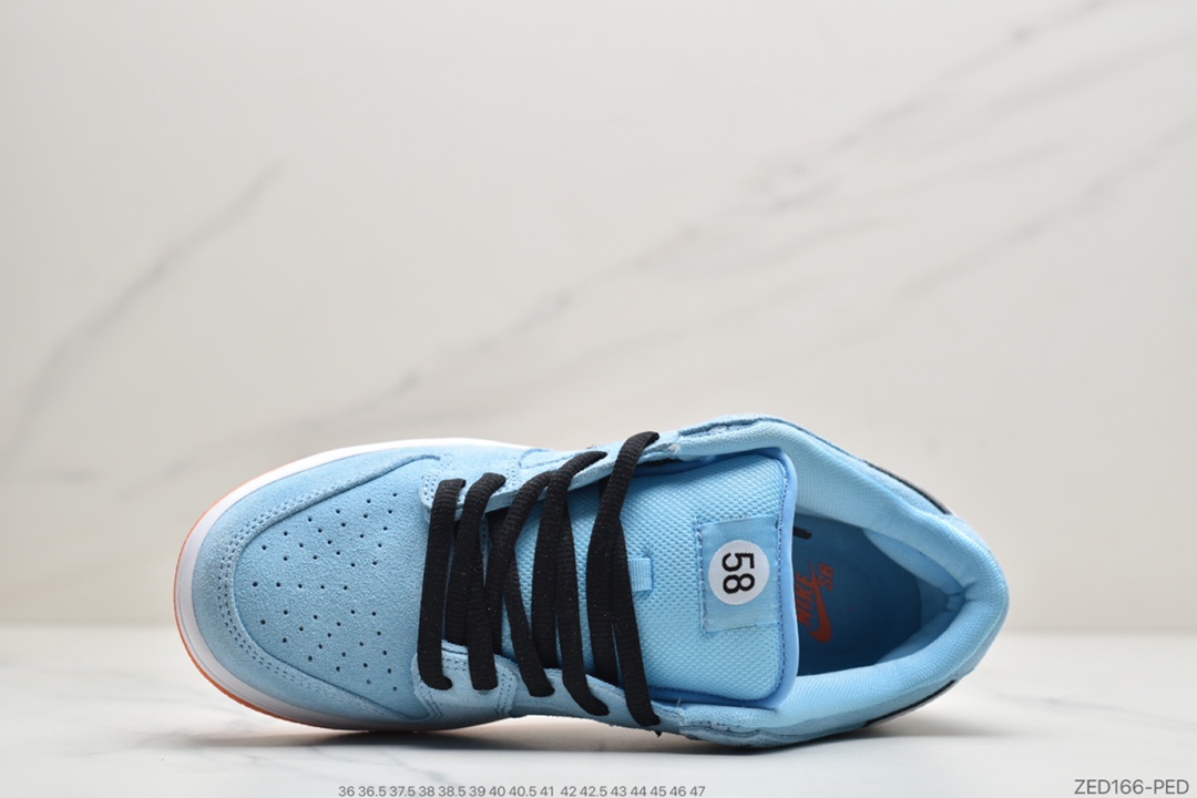 260 公司级耐克Nike SB Dunk Low Pro'Club 58 Gulf'扣篮系列低帮休闲运动滑板板鞋“麂皮浅海蓝白58”BQ6817-401