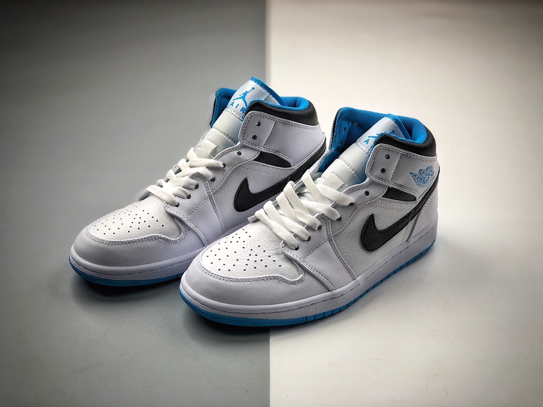 240  乔丹/Air Jordan 1 Mid “Laser Blue” 激光蓝 AJ1 乔1 中帮百搭休闲运动板鞋 554724-141
