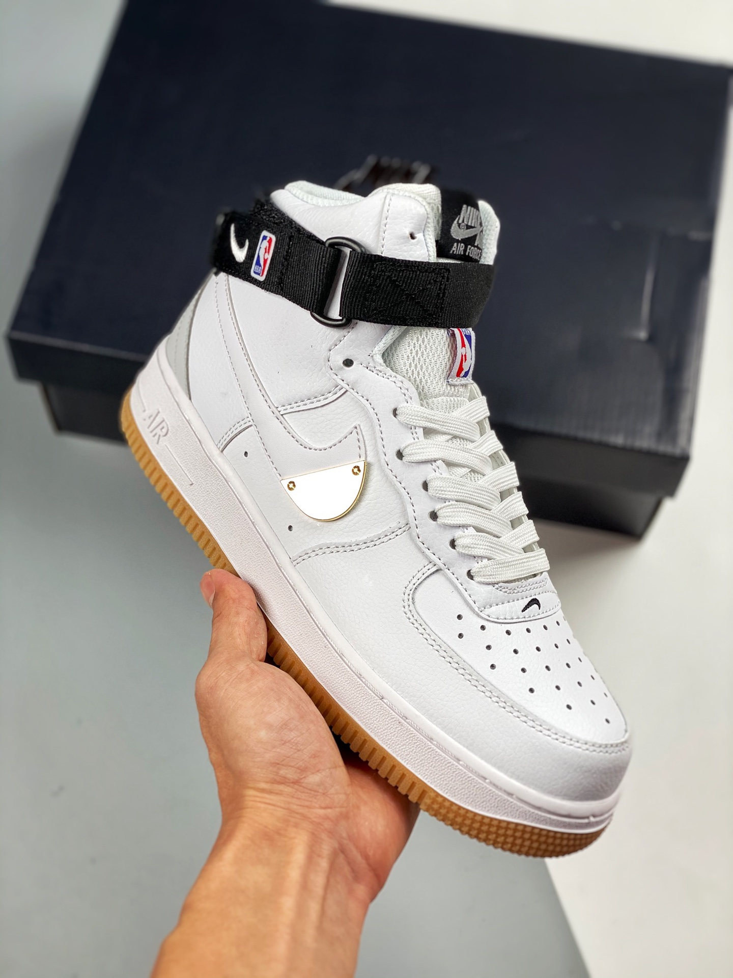 NBA x Nike Air Force 1 High blanco y negro, horma original y cartón original, creando el estilo auténtico de la Fuerza …