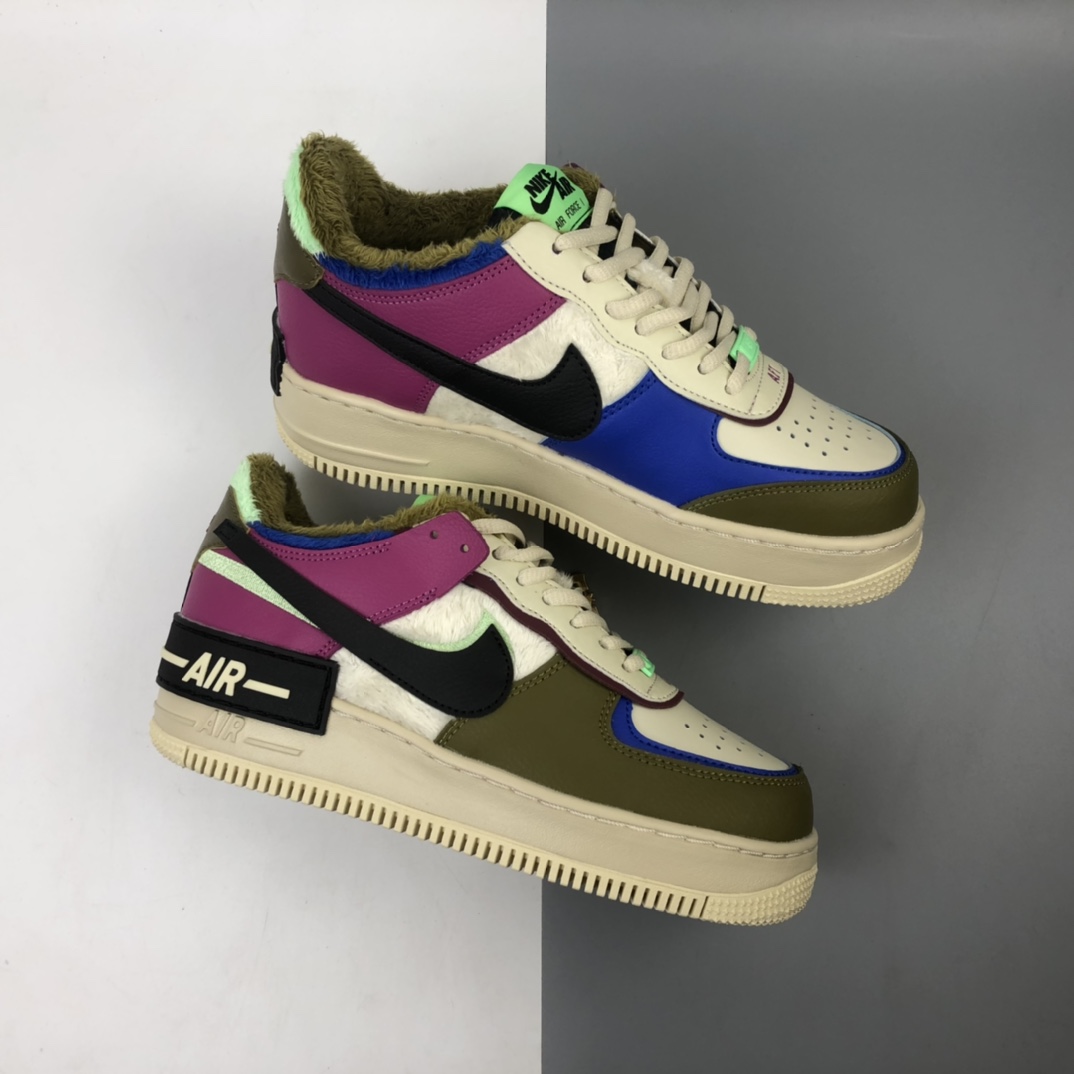 240 Nk Air Force 1 Shadow 空军一号加绒 马卡龙卡其灰轻量增高低帮百搭板鞋 CT1985-500