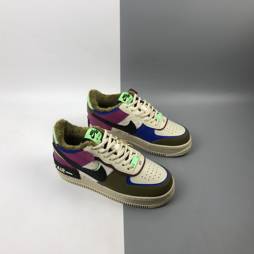 240 Nk Air Force 1 Shadow 空军一号加绒 马卡龙卡其灰轻量增高低帮百搭板鞋 CT1985-500