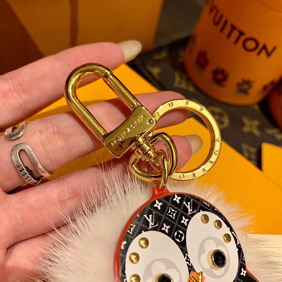 Close up wool texture of penguin keychain