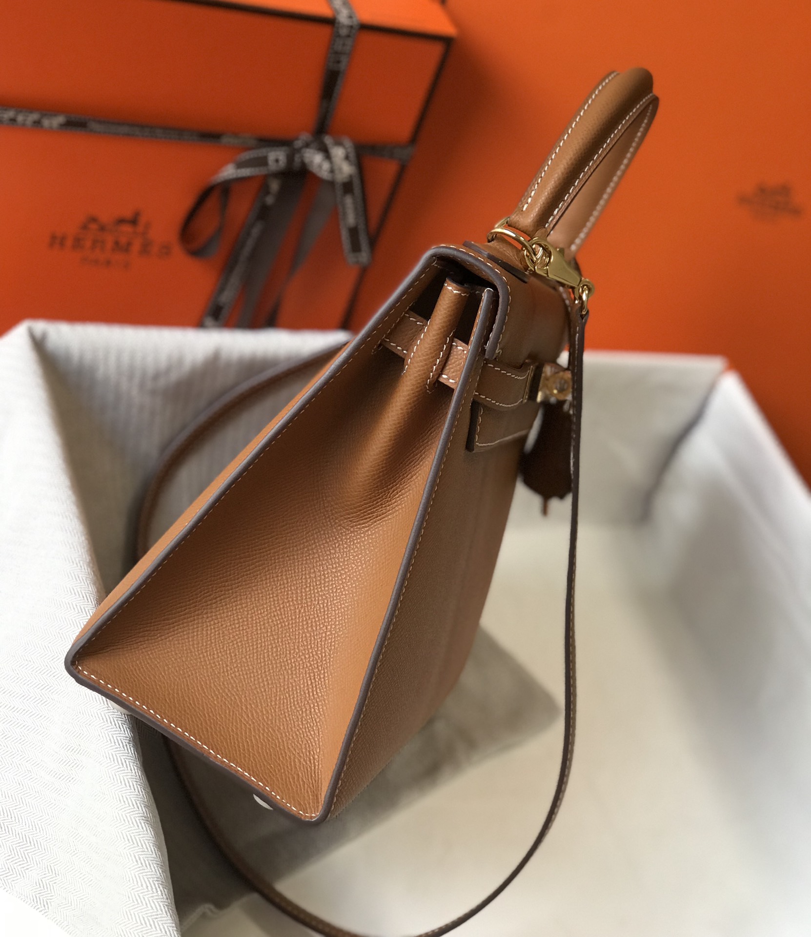 Hkelly 手掌纹牛皮 2wayバッグ 22cm/25cm/28cm