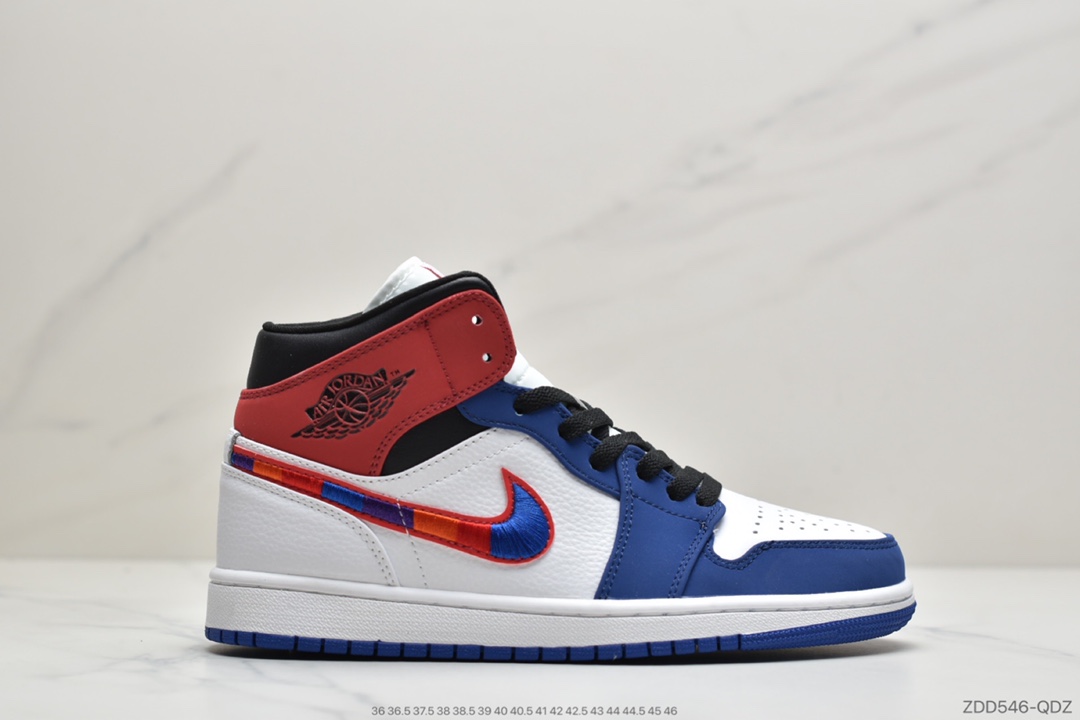 240 公司级乔丹中帮 AJ1  红蓝色刺绣 Air Jordan 1 Mid 蓝幻勾彩色刺绣852542-146