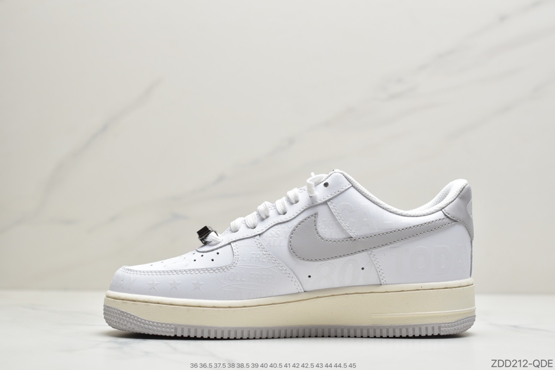 220 公司级Nike Air Force 1 '07 Premium ”Toll Free”白灰CJ1631- 100
