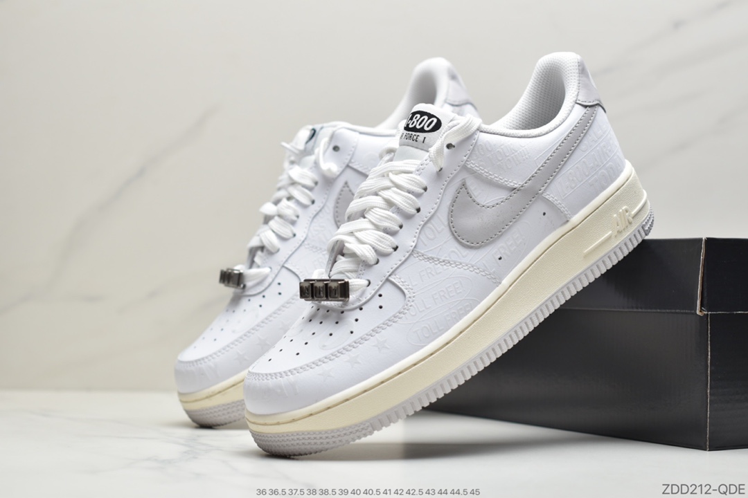 220 公司级Nike Air Force 1 '07 Premium ”Toll Free”白灰CJ1631- 100